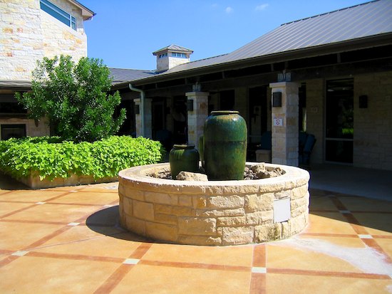 Fountain in central courtyard at the Warrior and Family Support Center, San Antonio, TX. Photo by Naomi Sachs